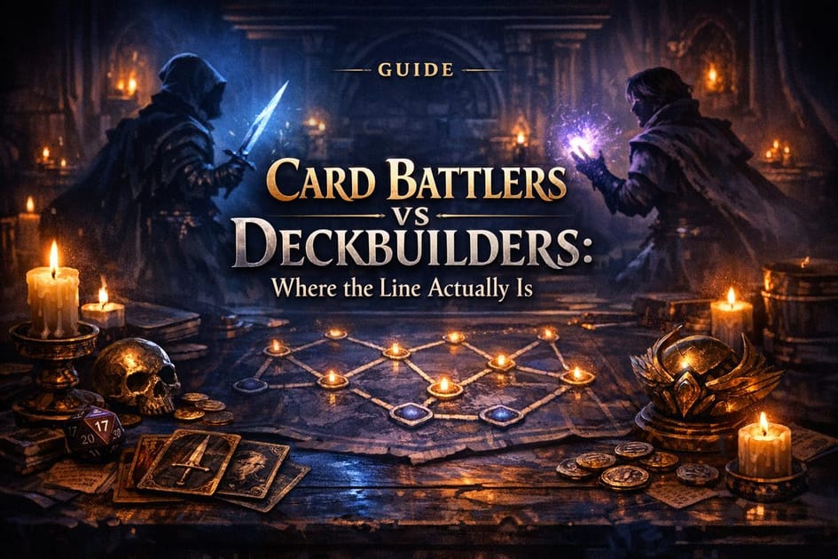 Cards and tokens spread across a dark tabletop battle scene.