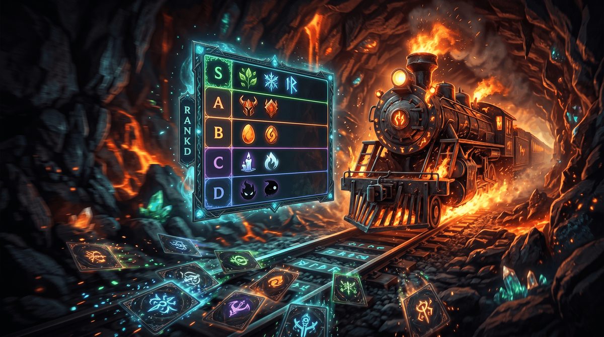 Monster Train clan tier list with fantasy rail combat and ranked clan emblems