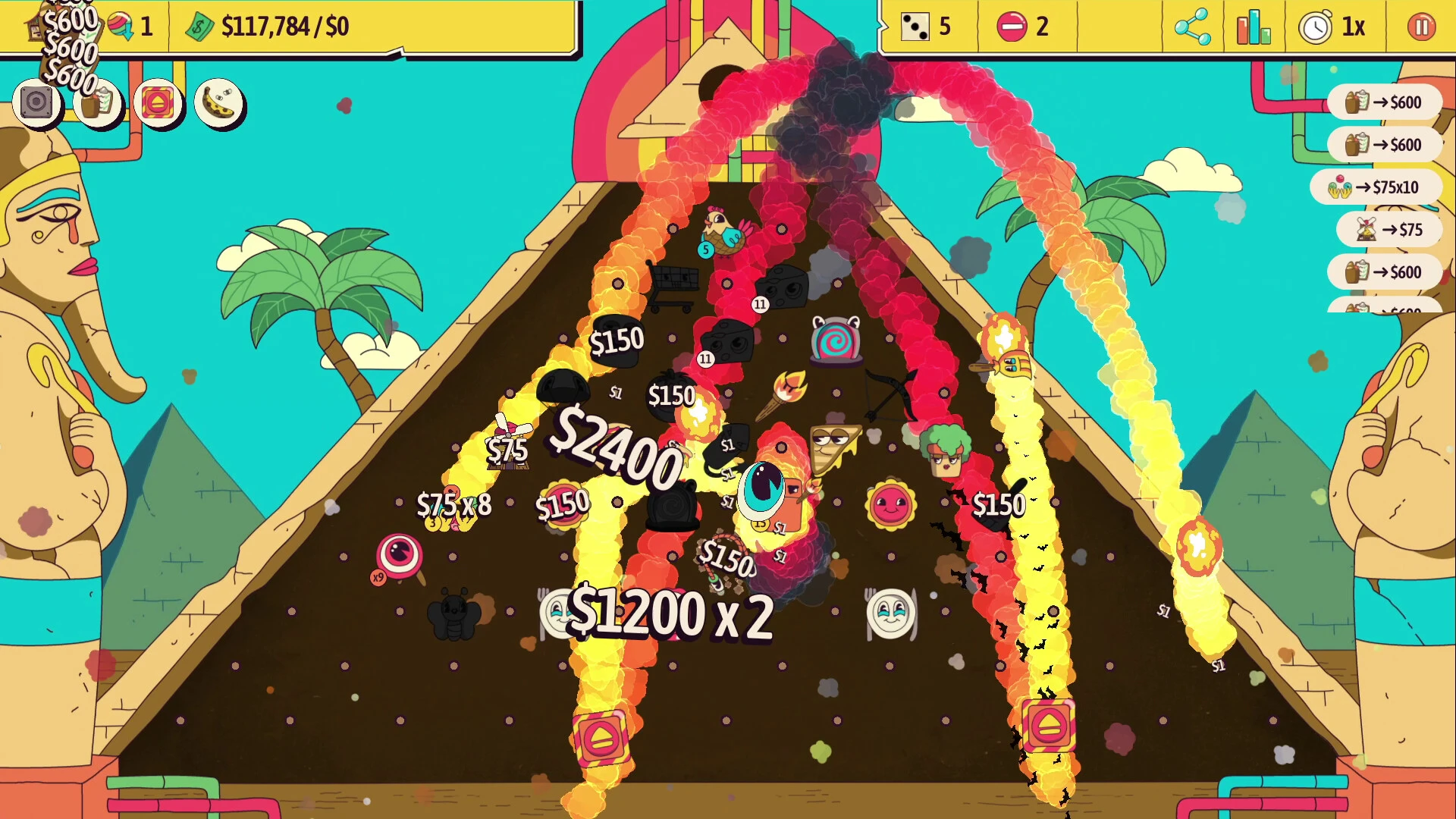 Ballionaire physics roguelike pachinko board with bouncing balls and wealth-building combos