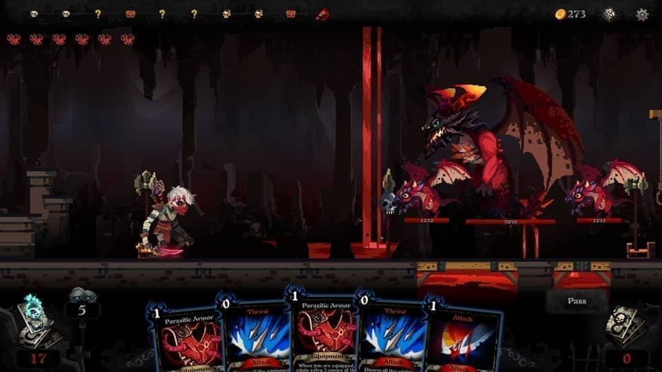 Blood Card battle screen with cards and dark fantasy enemies