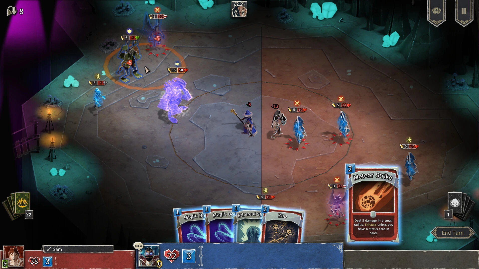 Hellcard papercraft co-op deckbuilder combat with positioning and a shared party of heroes