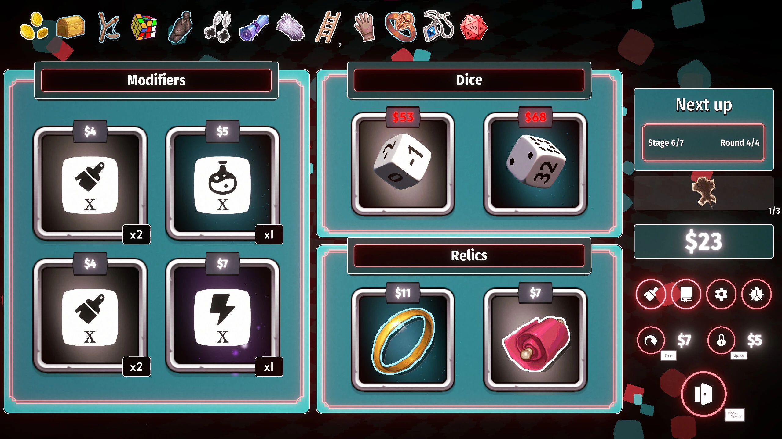 Pip My Dice Yahtzee roguelike with customizable dice, relics, and score targets