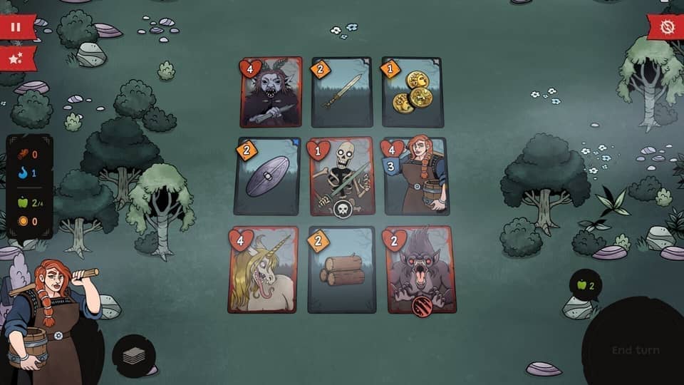 Pyrene tactical card battle scene with mythic fantasy presentation